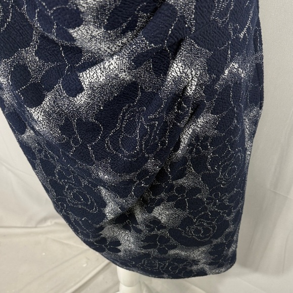 Adrianna Papell Navy and White Floral Midi Dress Size 14W - Picture 7 of 13